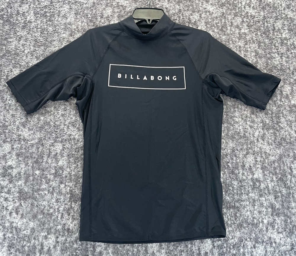Billabong Surf Shirt Men's M Black Performance Fit UPF 50+ Rashguard Swim